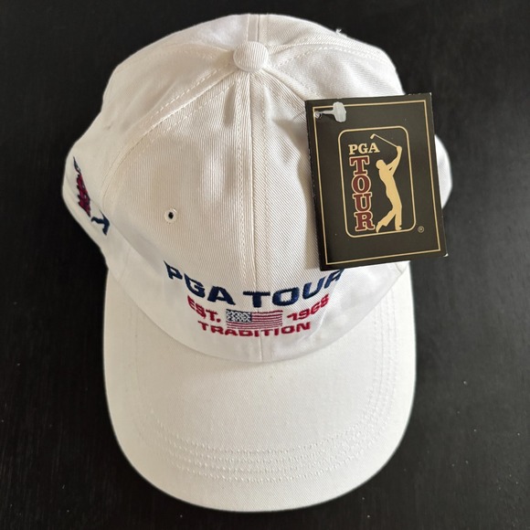 Vintage PGA Tour‎ 2000 Collection Hat Cap Mens Adjustable NWT NEW White USA Flag - Picture 2 of 6
